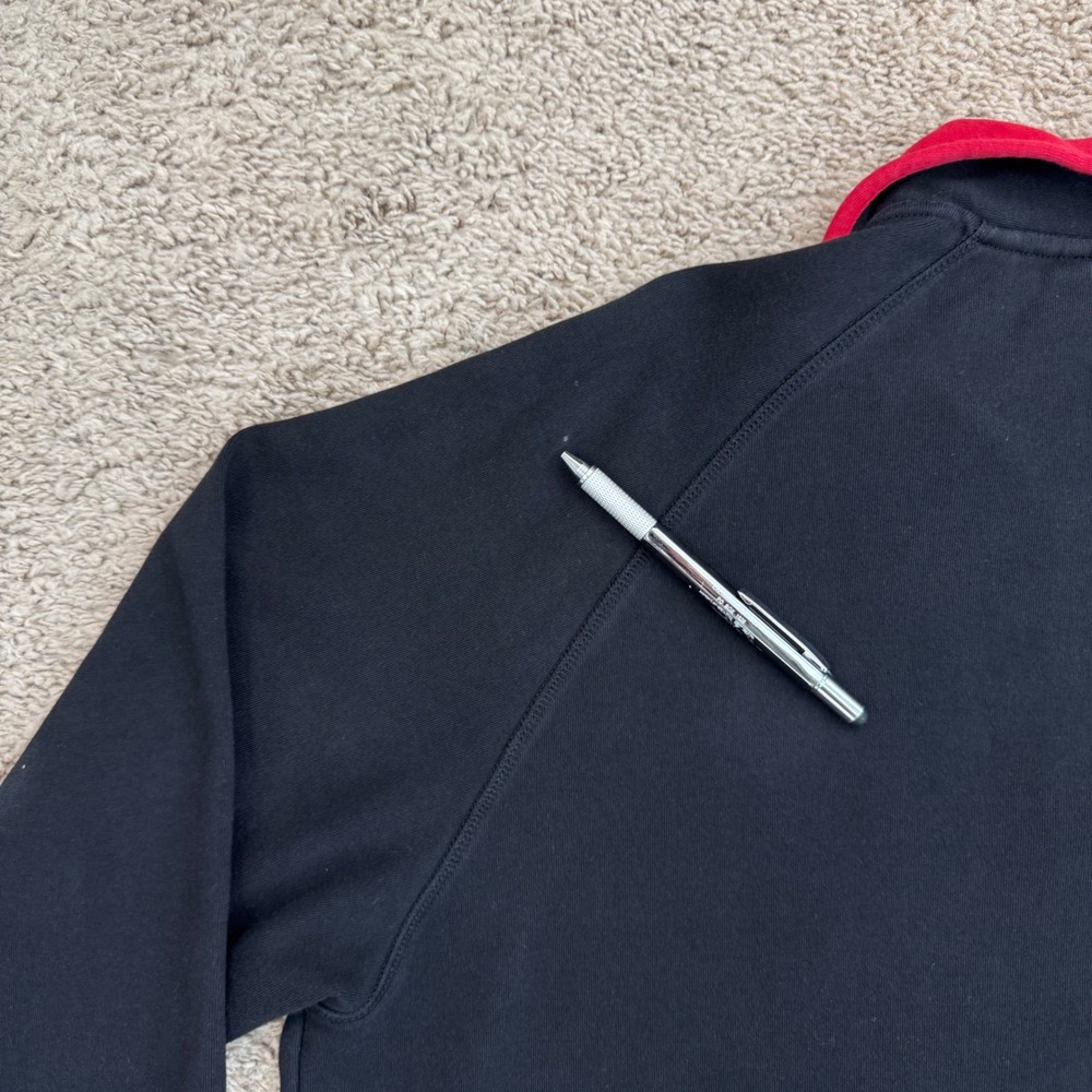 Grant Thomas Pullover Mens L 1/4 Zip Black and Red Cotton Sweatshirt Top Read - Picture 7 of 11